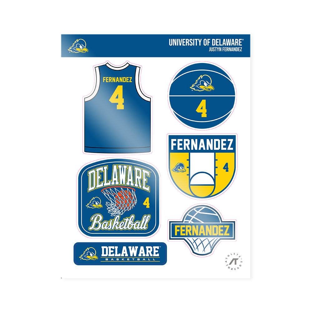 Delaware - NCAA Men's Basketball : Justyn Fernandez - Sticker Sheet-0