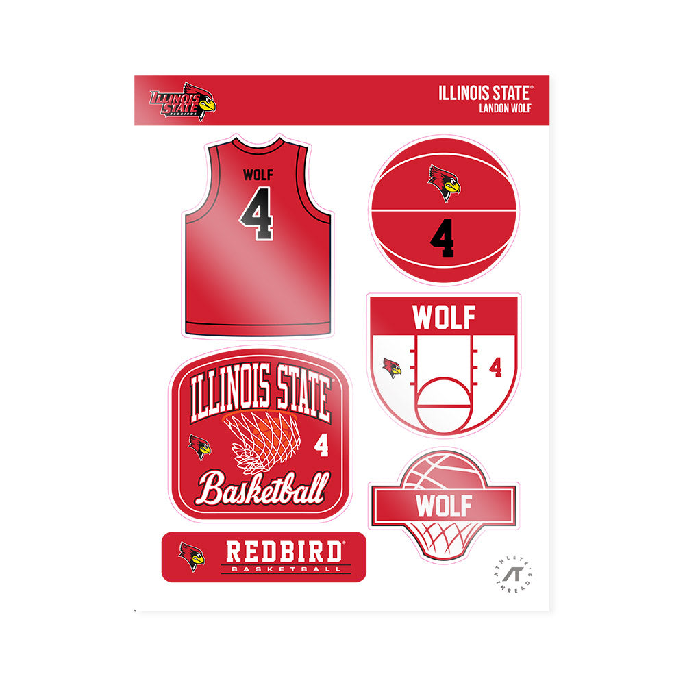 Illinois State - NCAA Men's Basketball : Landon Wolf - Sticker Sheet-0