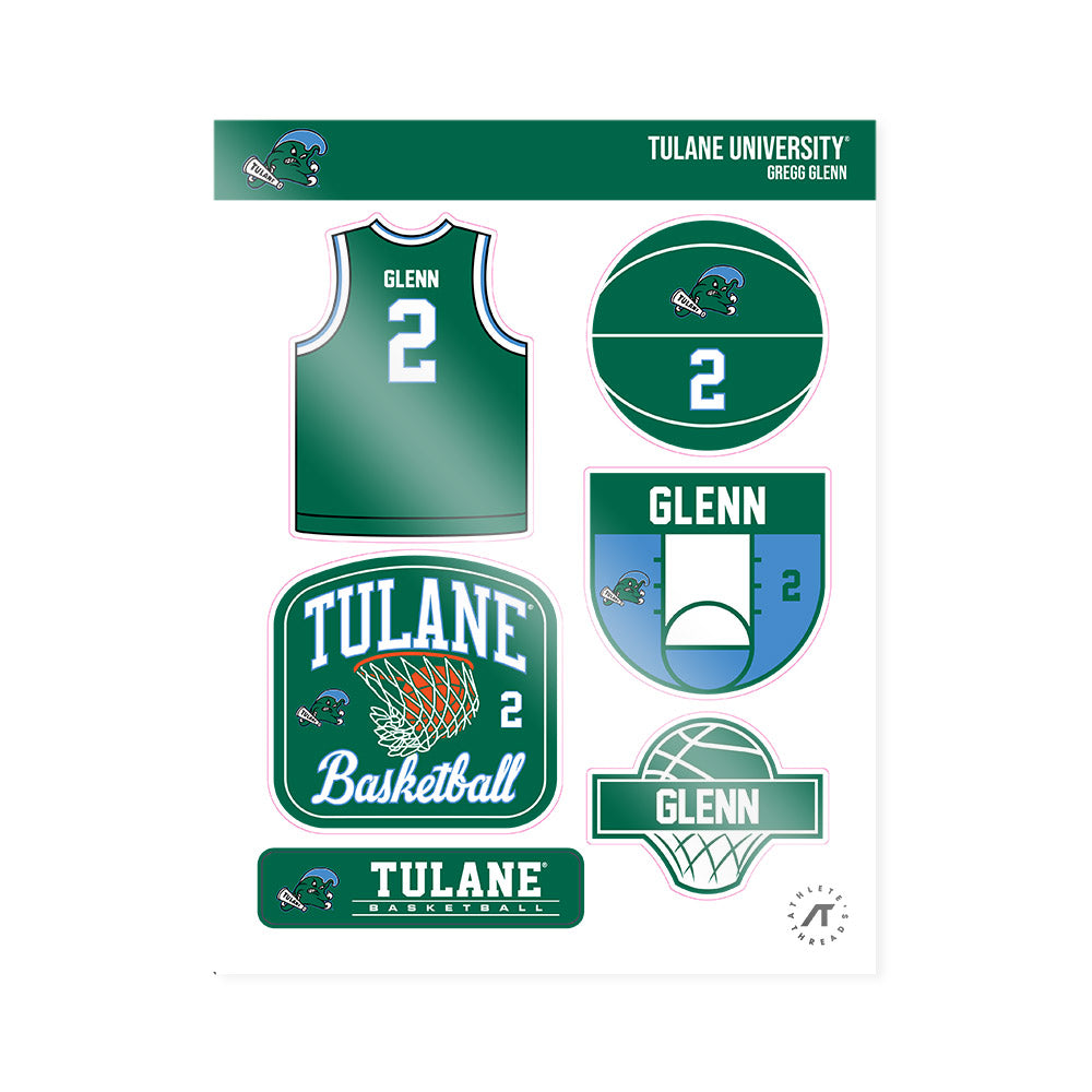 Tulane - NCAA Men's Basketball : Gregg Glenn - Sticker Sheet-0