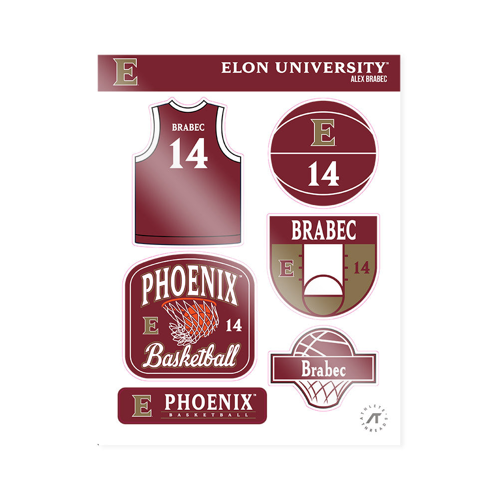 Elon - NCAA Men's Basketball : Alex Brabec - Sticker Sheet-0