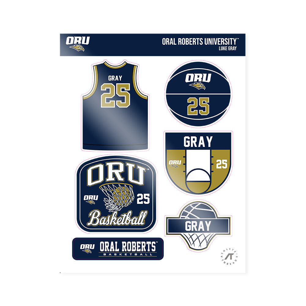 Oral Roberts - NCAA Men's Basketball : Luke Gray - Sticker Sheet-0