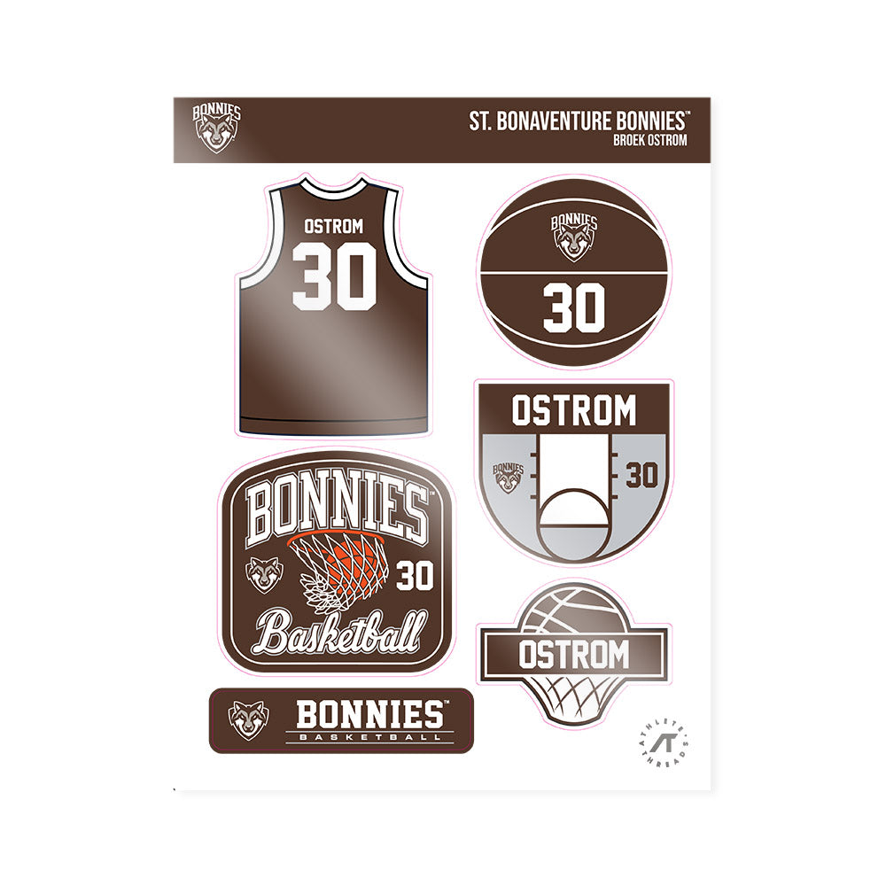 St. Bonaventure - NCAA Men's Basketball : Broek Ostrom - Sticker Sheet-0