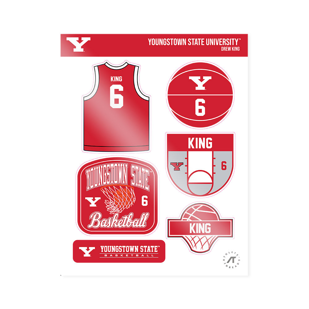 Youngstown State - NCAA Men's Basketball : Drew King - Sticker Sheet-0