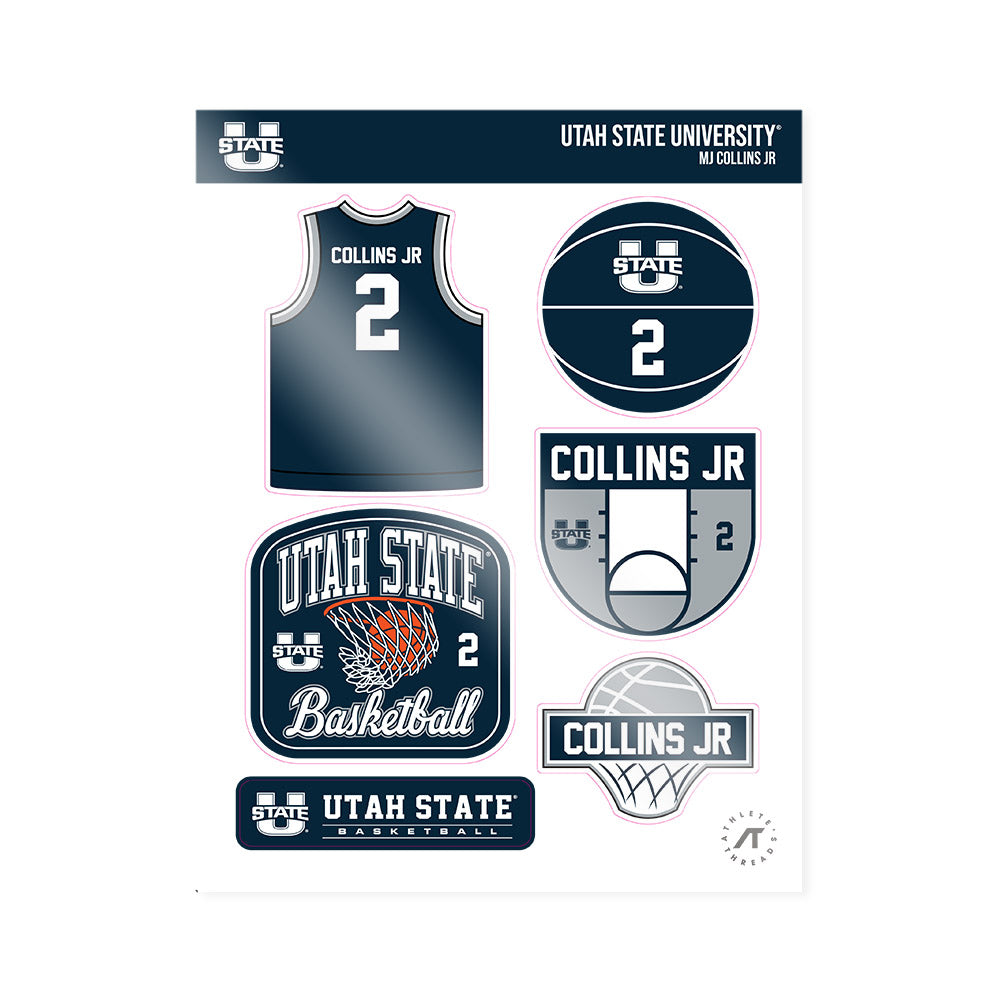 Utah State - NCAA Men's Basketball : Mj Collins Jr - Sticker Sheet-0