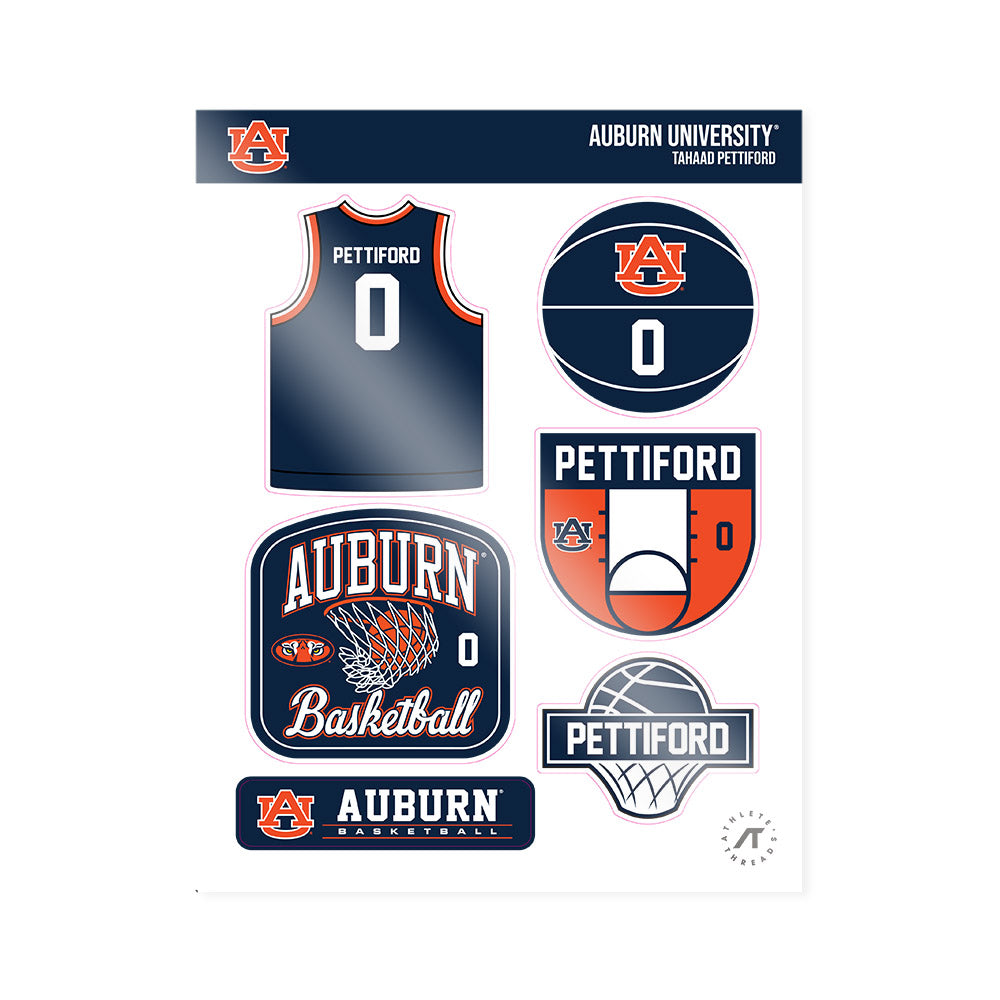 Auburn - NCAA Men's Basketball : Tahaad Pettiford - Sticker Sheet-0