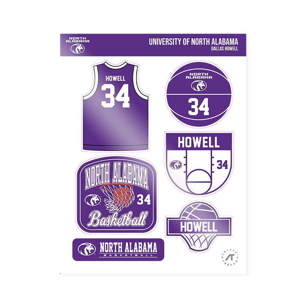 North Alabama - NCAA Men's Basketball : Dallas Howell - Sticker Sheet-0