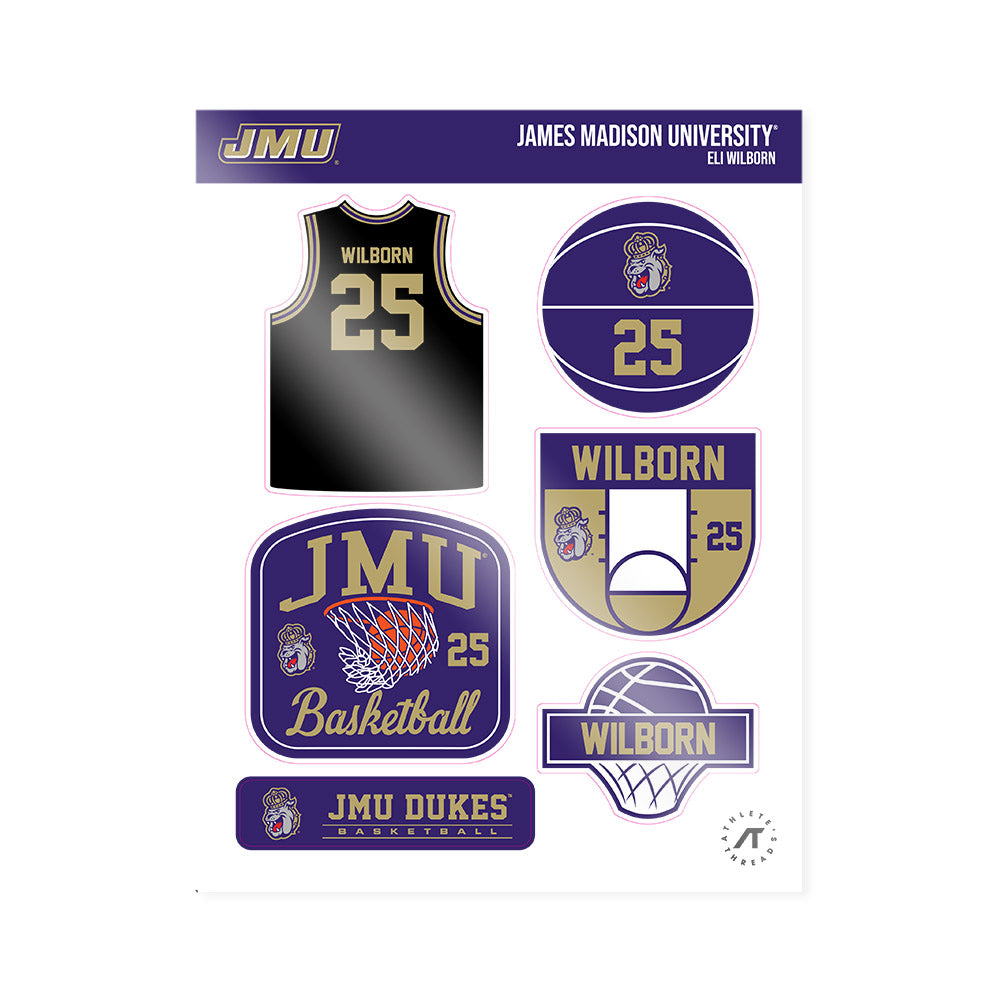 JMU - NCAA Men's Basketball : Eli Wilborn - Sticker Sheet-0