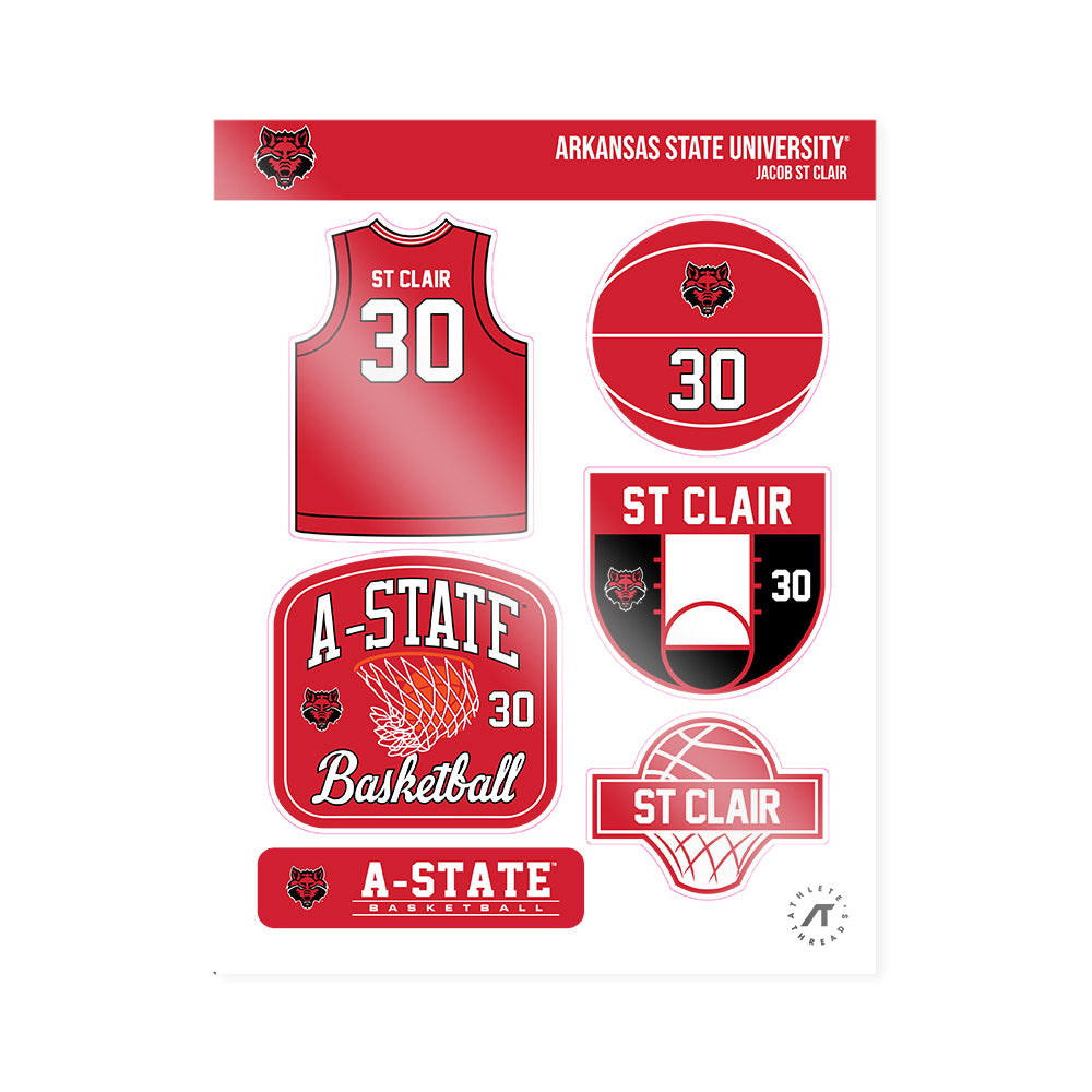Arkansas State - NCAA Men's Basketball : Jacob St Clair - Sticker Sheet-0