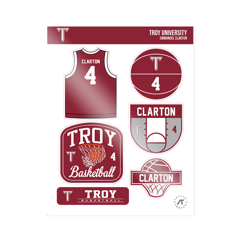 Troy - NCAA Men's Basketball : Emmanuel Clarton - Sticker Sheet-0