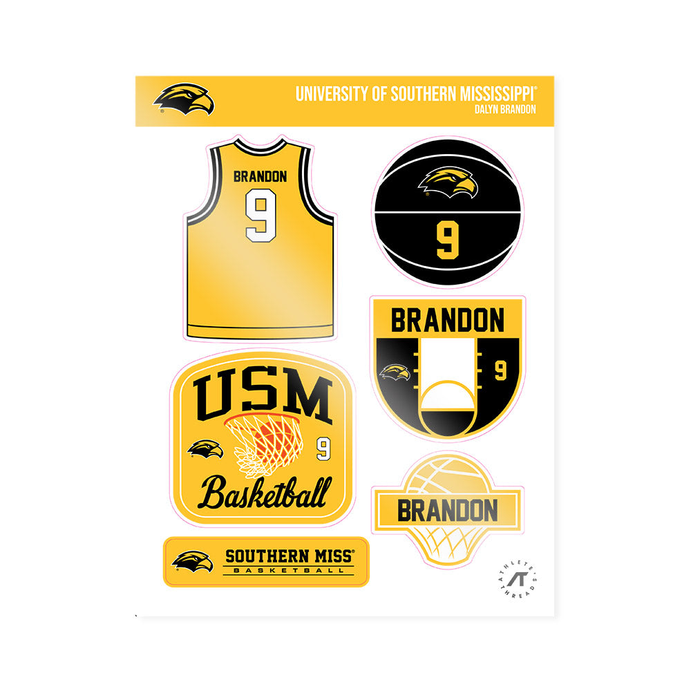 Southern Miss - NCAA Men's Basketball : Dalyn Brandon - Sticker Sheet-0