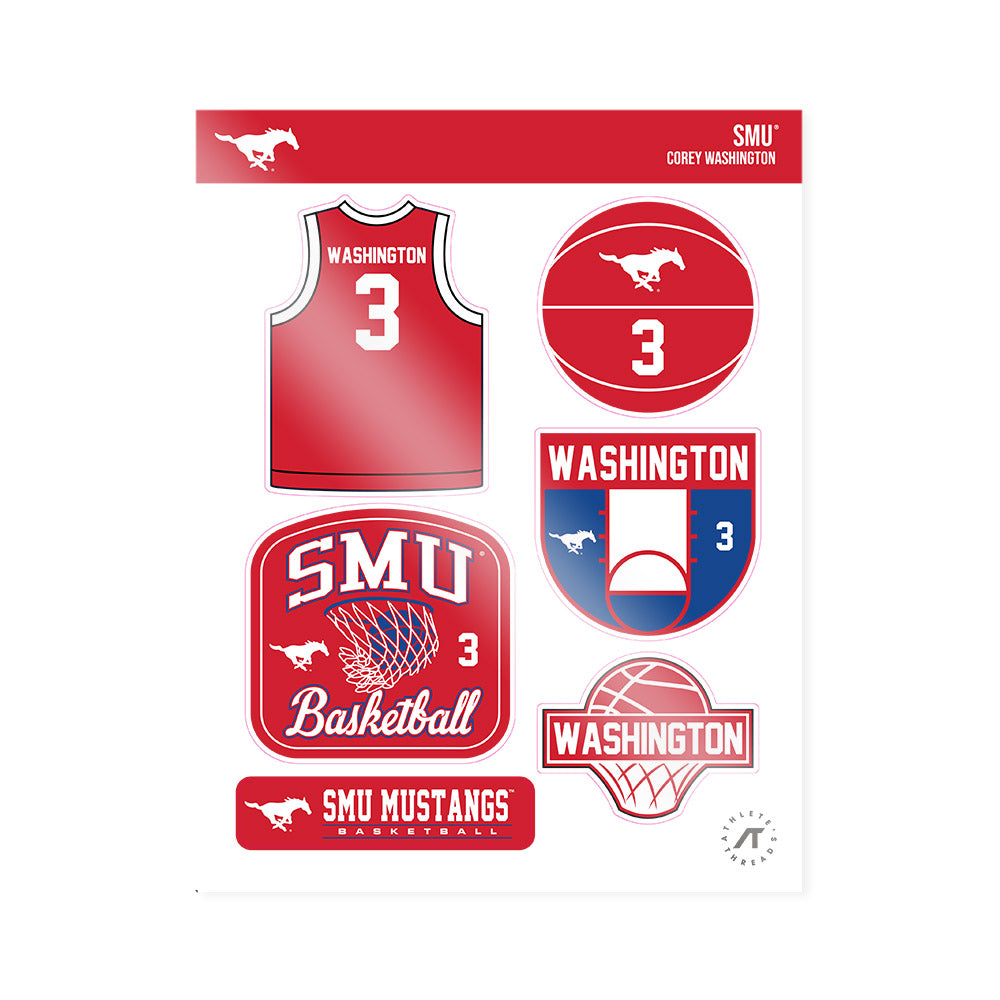 SMU - NCAA Men's Basketball : Corey Washington - Sticker Sheet-0