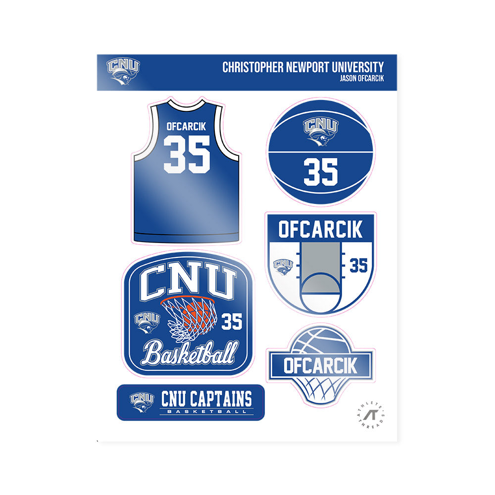 CNU - NCAA Men's Basketball : Jason Ofcarcik - Sticker Sheet-0
