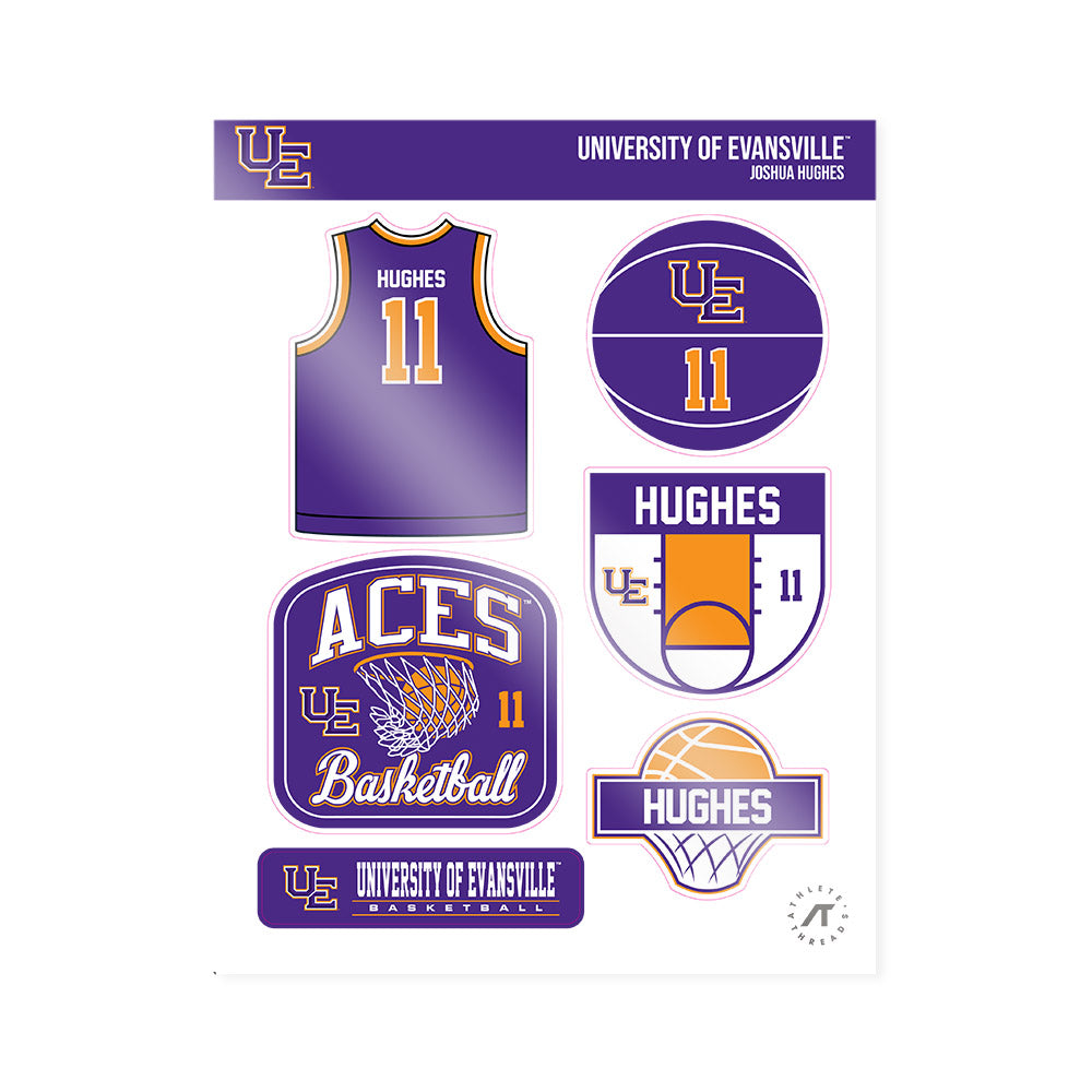Evansville - NCAA Men's Basketball : Joshua Hughes - Sticker Sheet-0