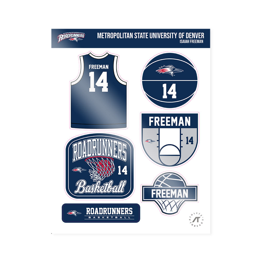 MSU Denver - NCAA Men's Basketball : Isaiah Freeman - Sticker Sheet-0