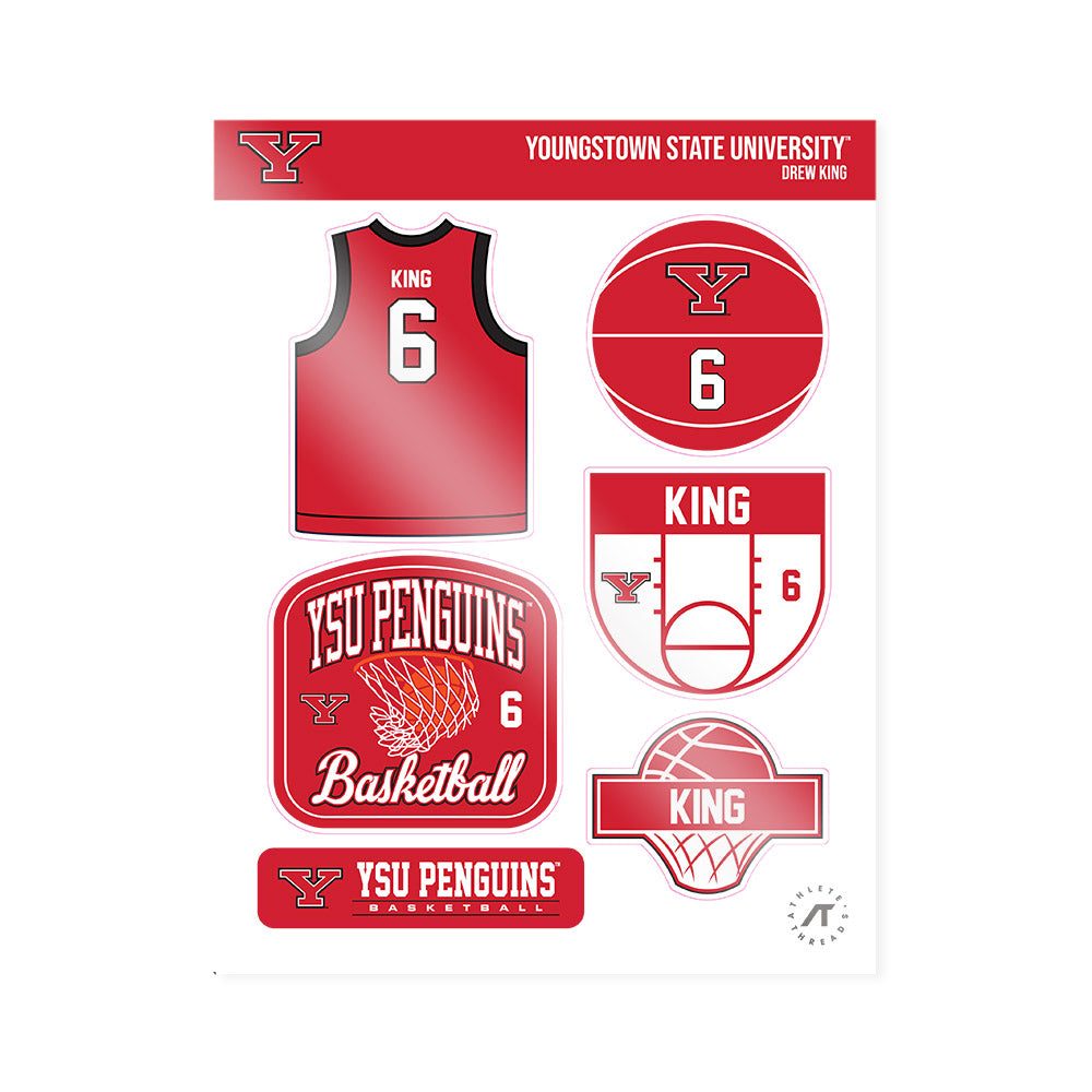 Youngstown State - NCAA Men's Basketball : Drew King - Sticker Sheet-0