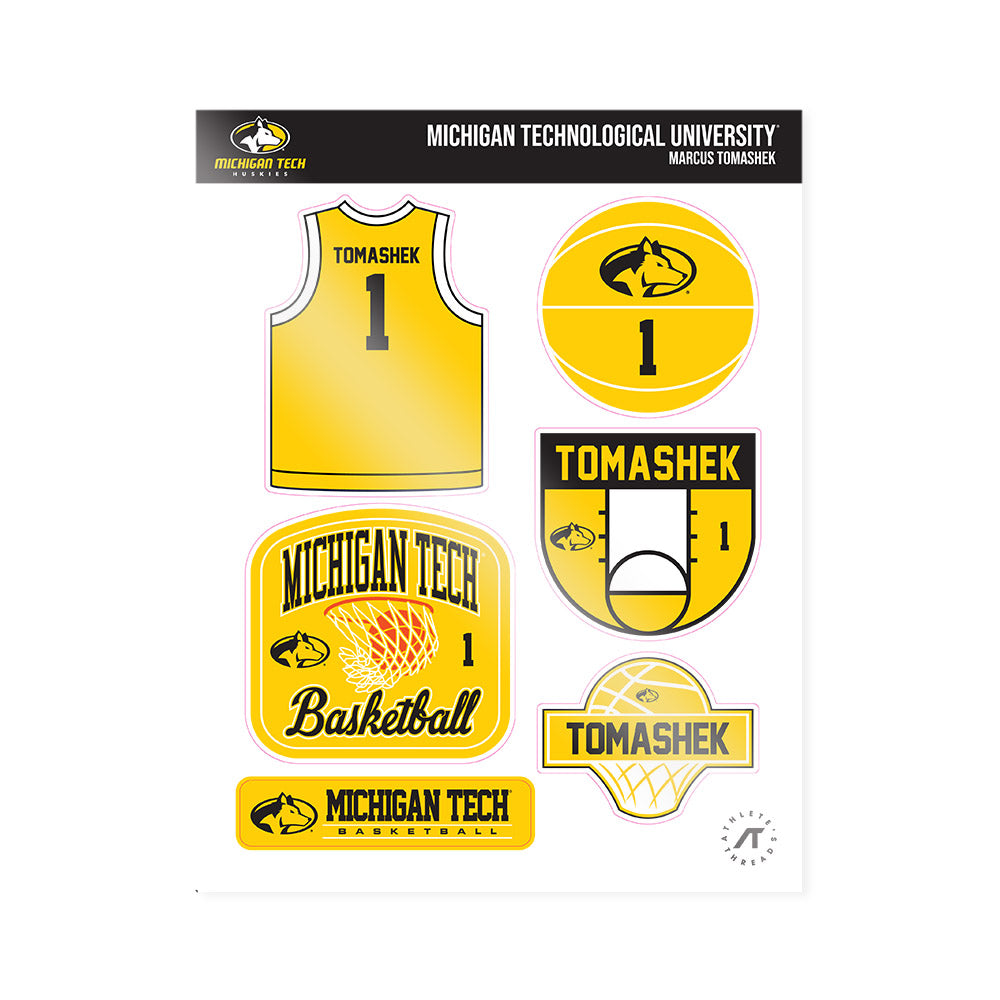 Michigan Tech - NCAA Men's Basketball : Marcus Tomashek - Sticker Sheet-0