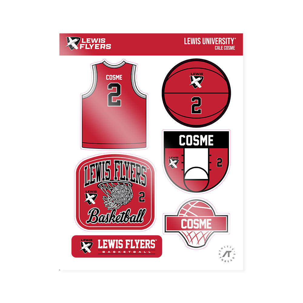 Lewis - NCAA Men's Basketball : Cale Cosme - Sticker Sheet-0