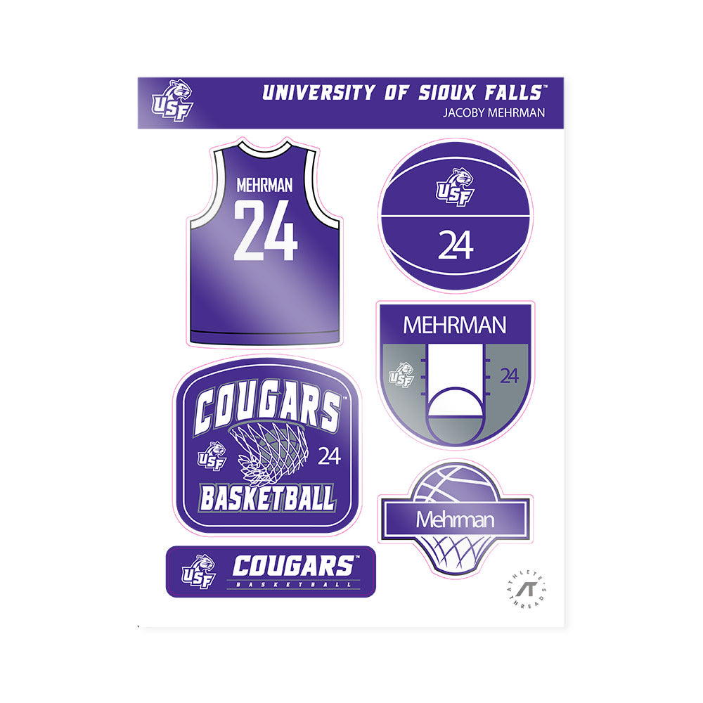 Sioux Falls - NCAA Men's Basketball : Jacoby Mehrman - Sticker Sheet-0
