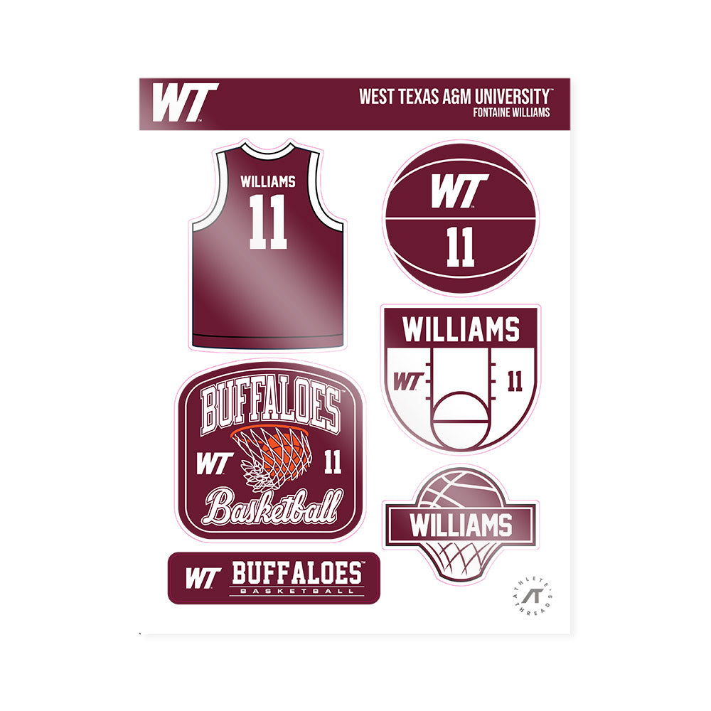 WTAMU - NCAA Men's Basketball : Fontaine Williams - Sticker Sheet-0