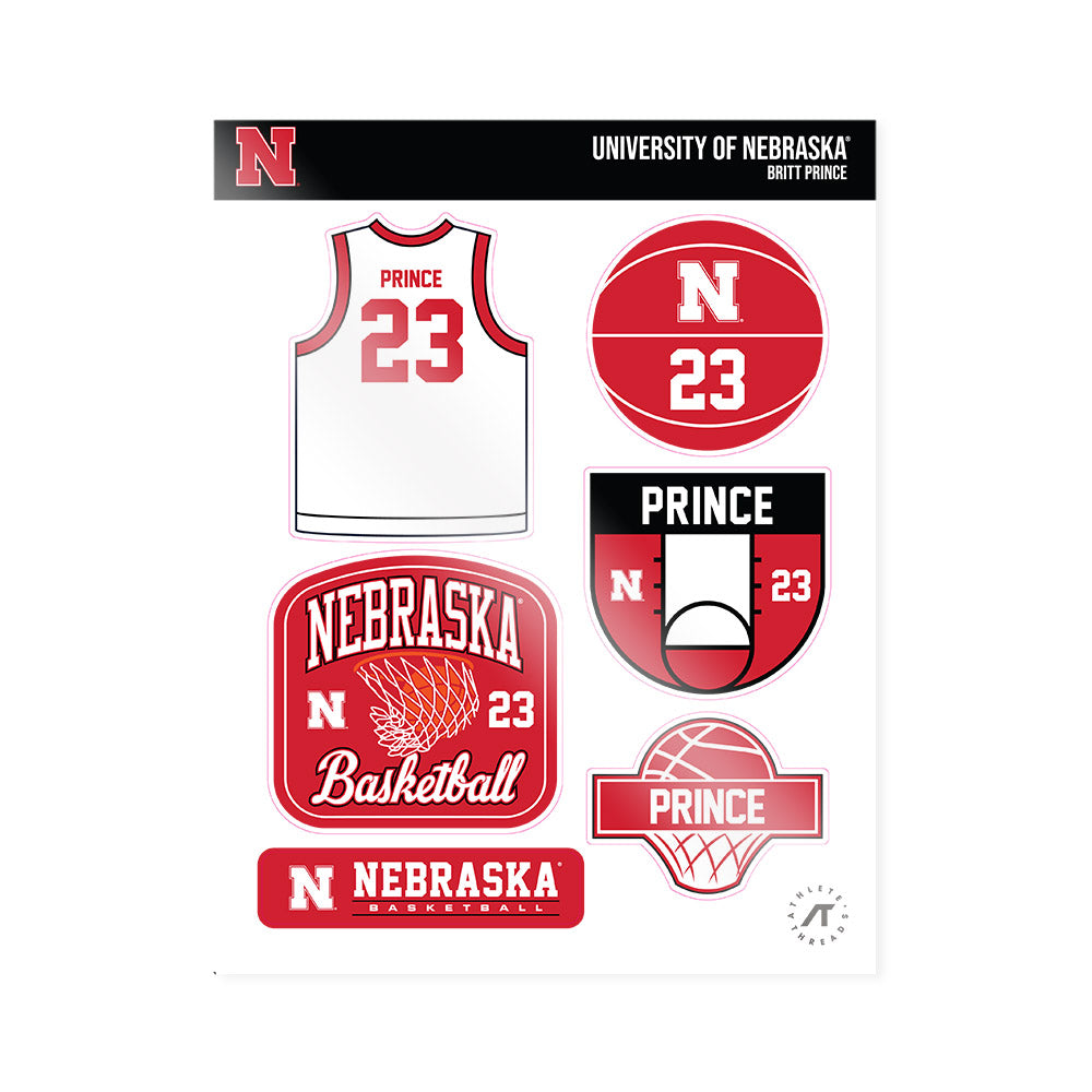 Nebraska - NCAA Women's Basketball : Britt Prince - Sticker Sheet-0