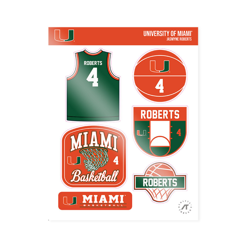 Miami - NCAA Women's Basketball : jasmyne roberts - Sticker Sheet-0