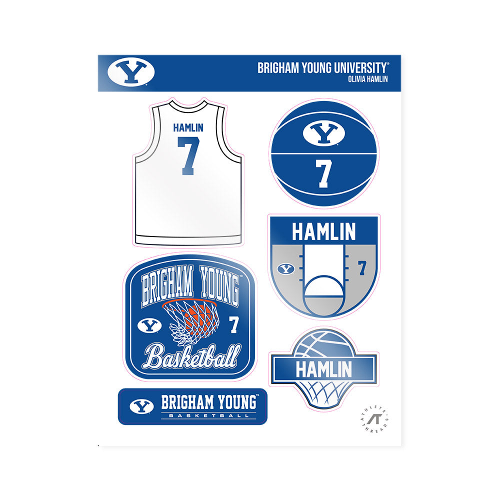 BYU - NCAA Women's Basketball : Olivia Hamlin - Sticker Sheet-0