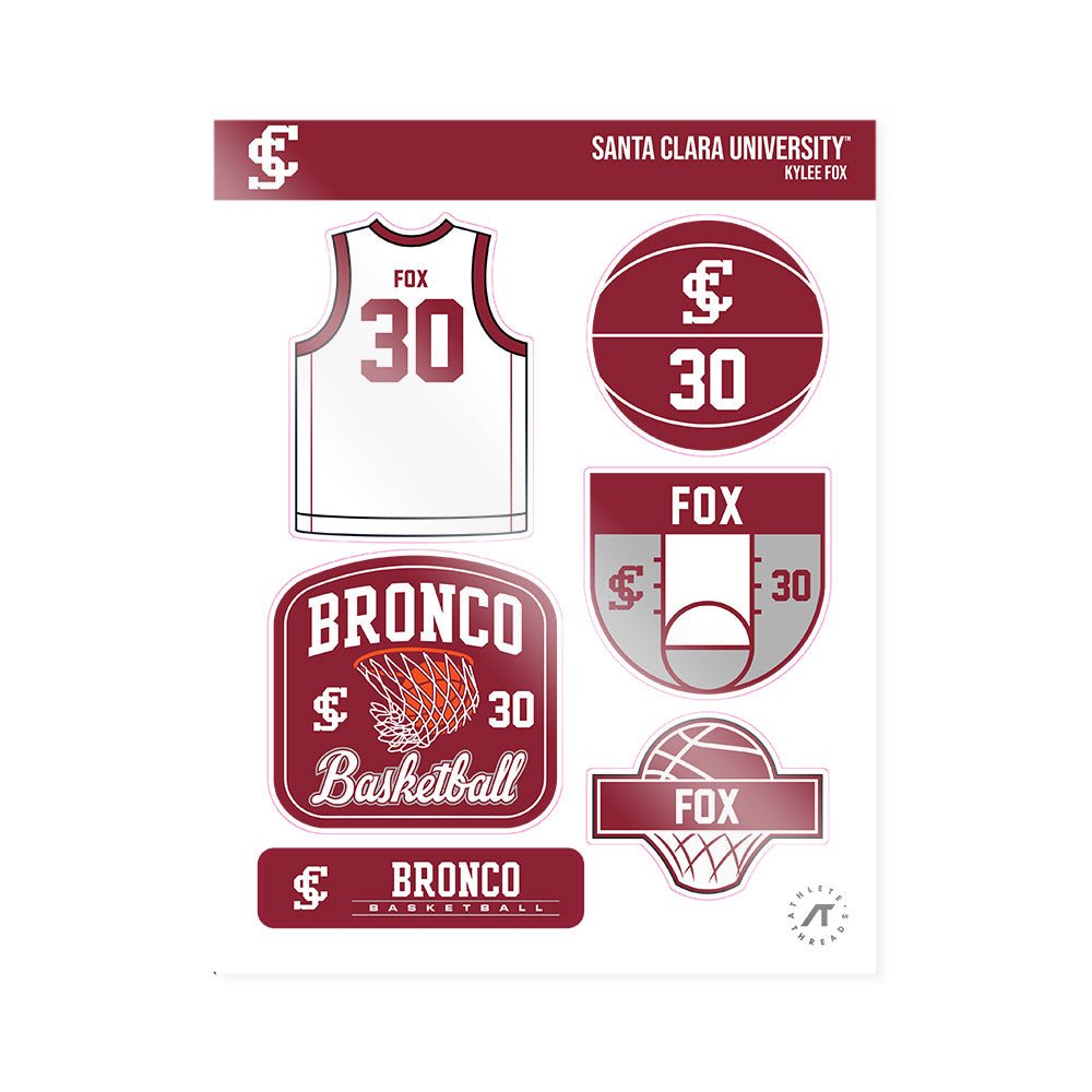 SCU - NCAA Women's Basketball : Kylee Fox - Sticker Sheet-0