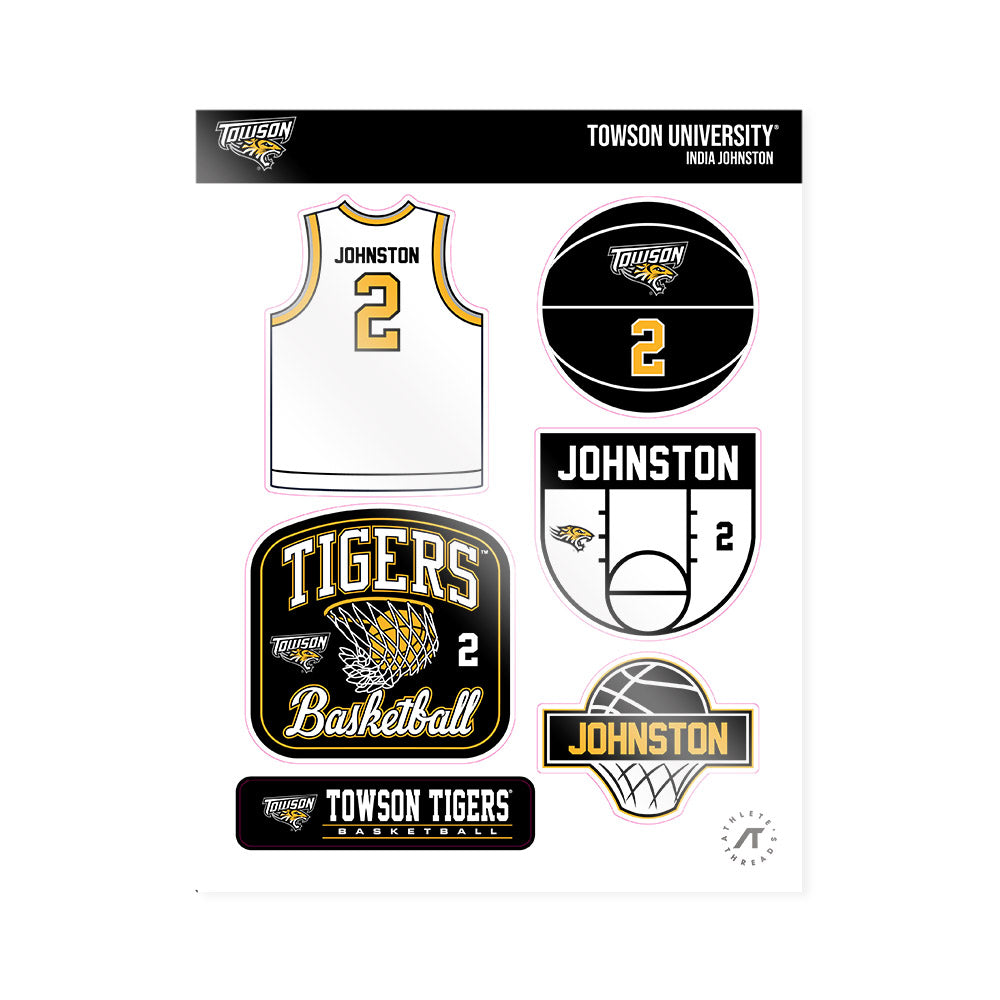 Towson - NCAA Women's Basketball : India Johnston - Sticker Sheet-0