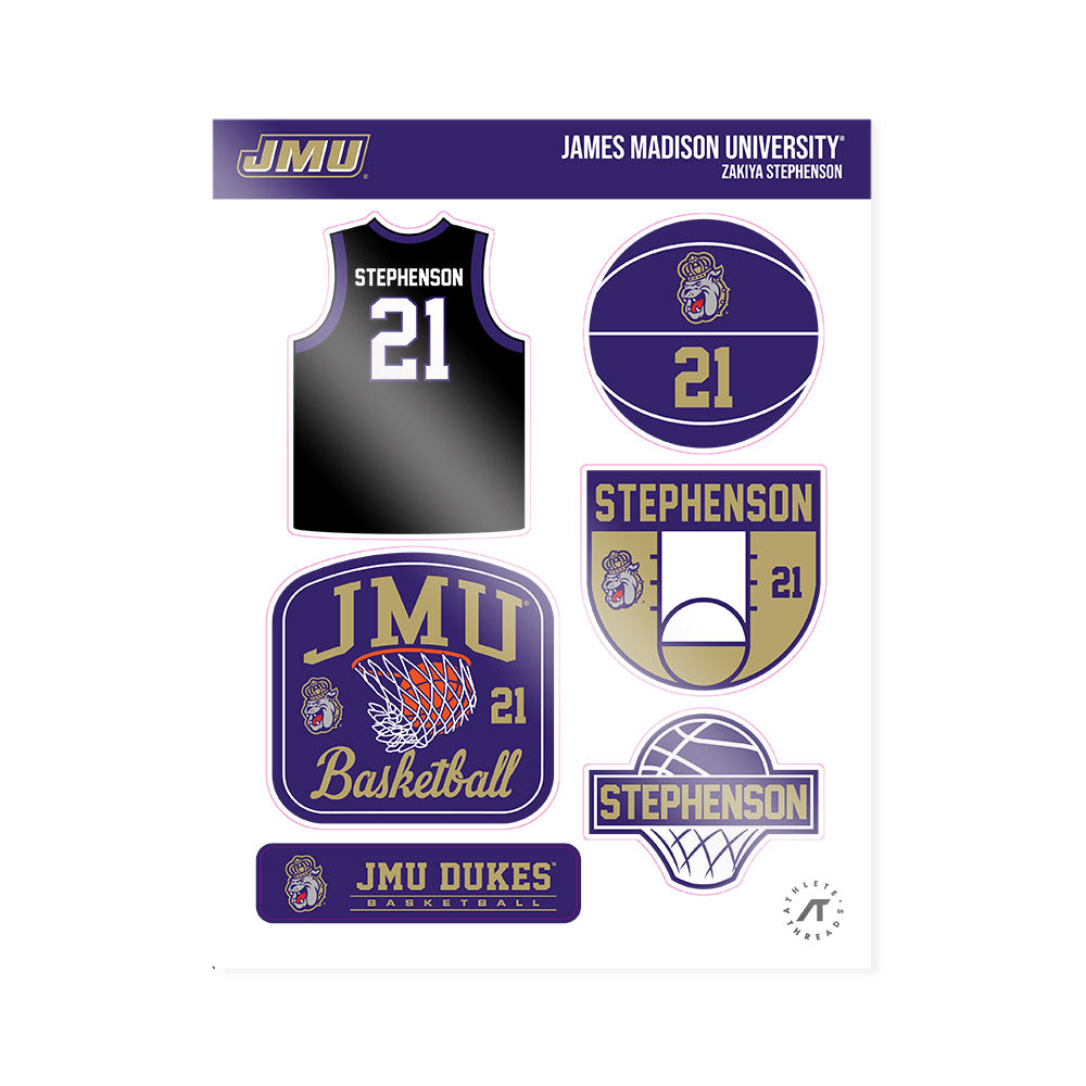 JMU - NCAA Women's Basketball : Zakiya Stephenson - Sticker Sheet-0