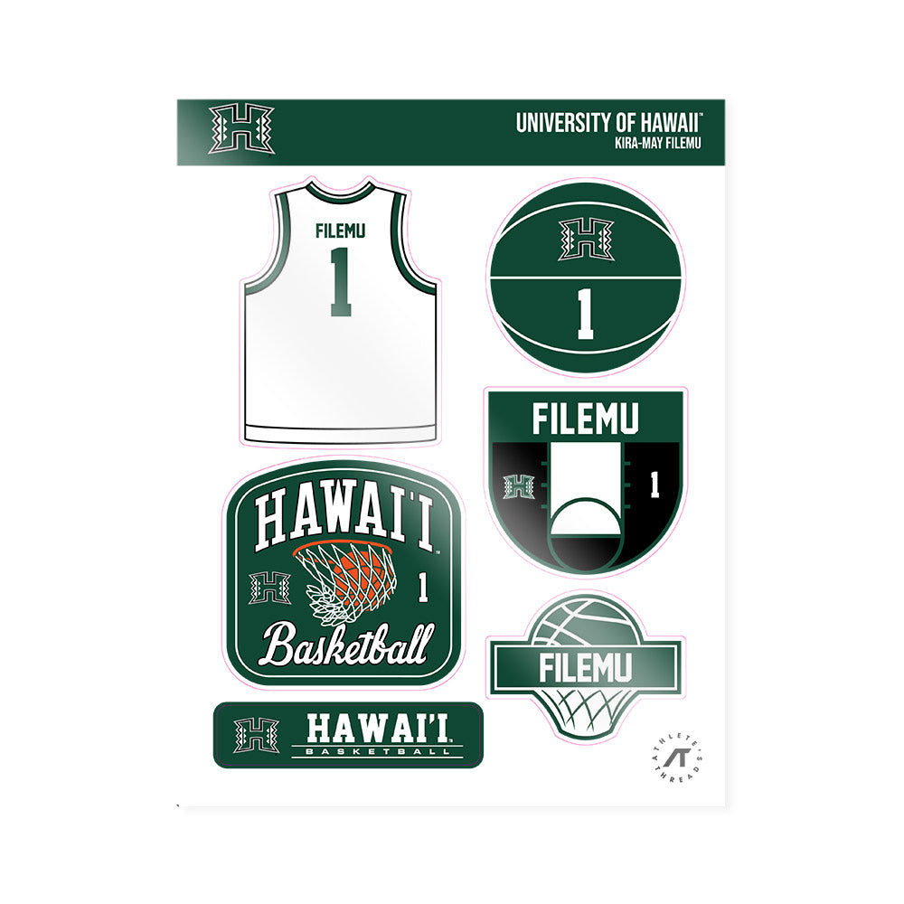 Hawaii - NCAA Women's Basketball : Kira-May Filemu - Sticker Sheet-0