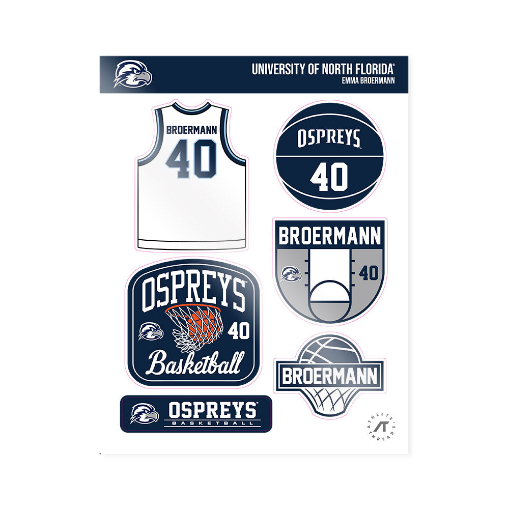 UNF - NCAA Women's Basketball : Emma Broermann - Sticker Sheet-0