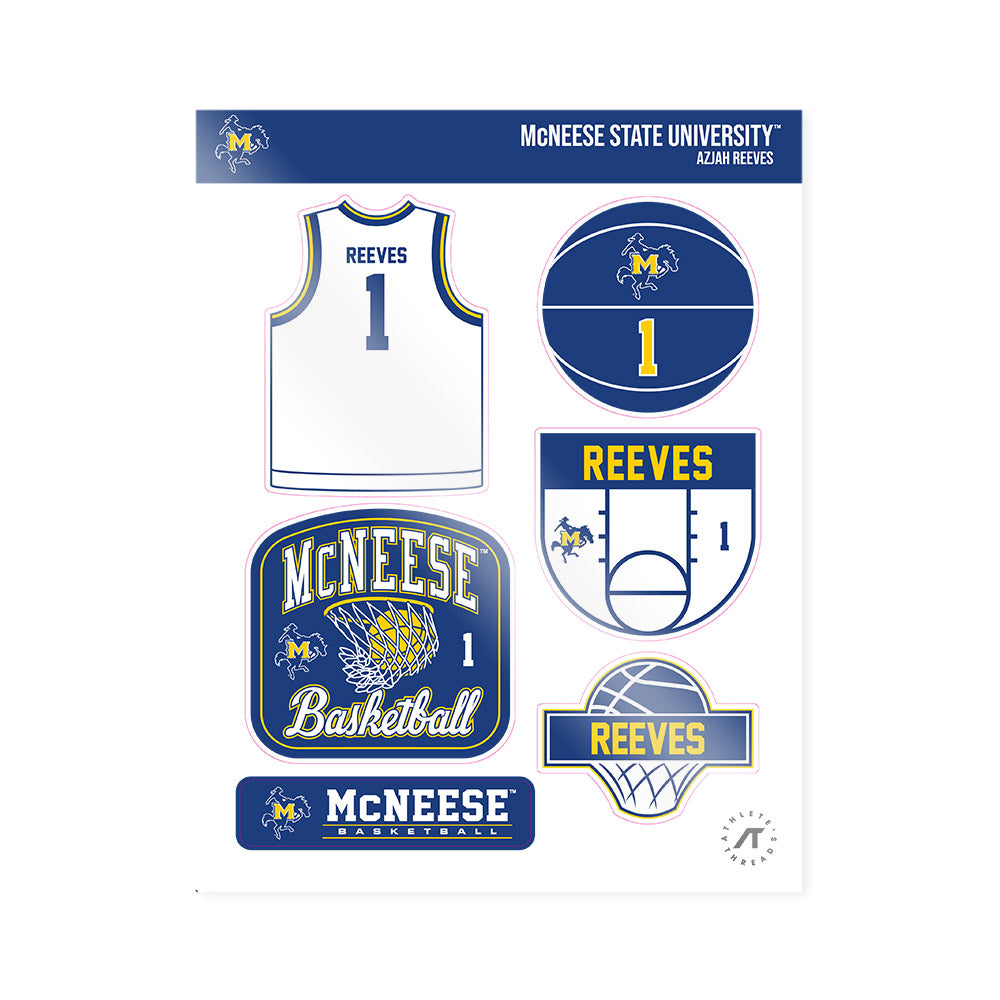 McNeese State - NCAA Women's Basketball : Azjah Reeves - Sticker Sheet-0