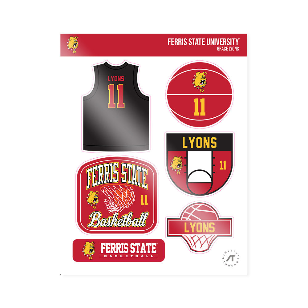 Ferris State - NCAA Women's Basketball : Grace Lyons - Sticker Sheet-0