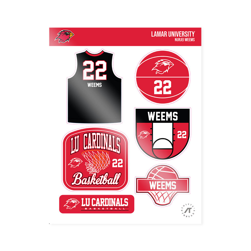 Lamar - NCAA Women's Basketball : Nurjei Weems - Sticker Sheet-0