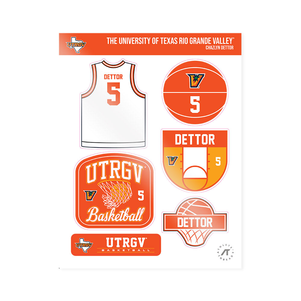 UTRGV - NCAA Women's Basketball : Chazlyn Dettor - Sticker Sheet-0