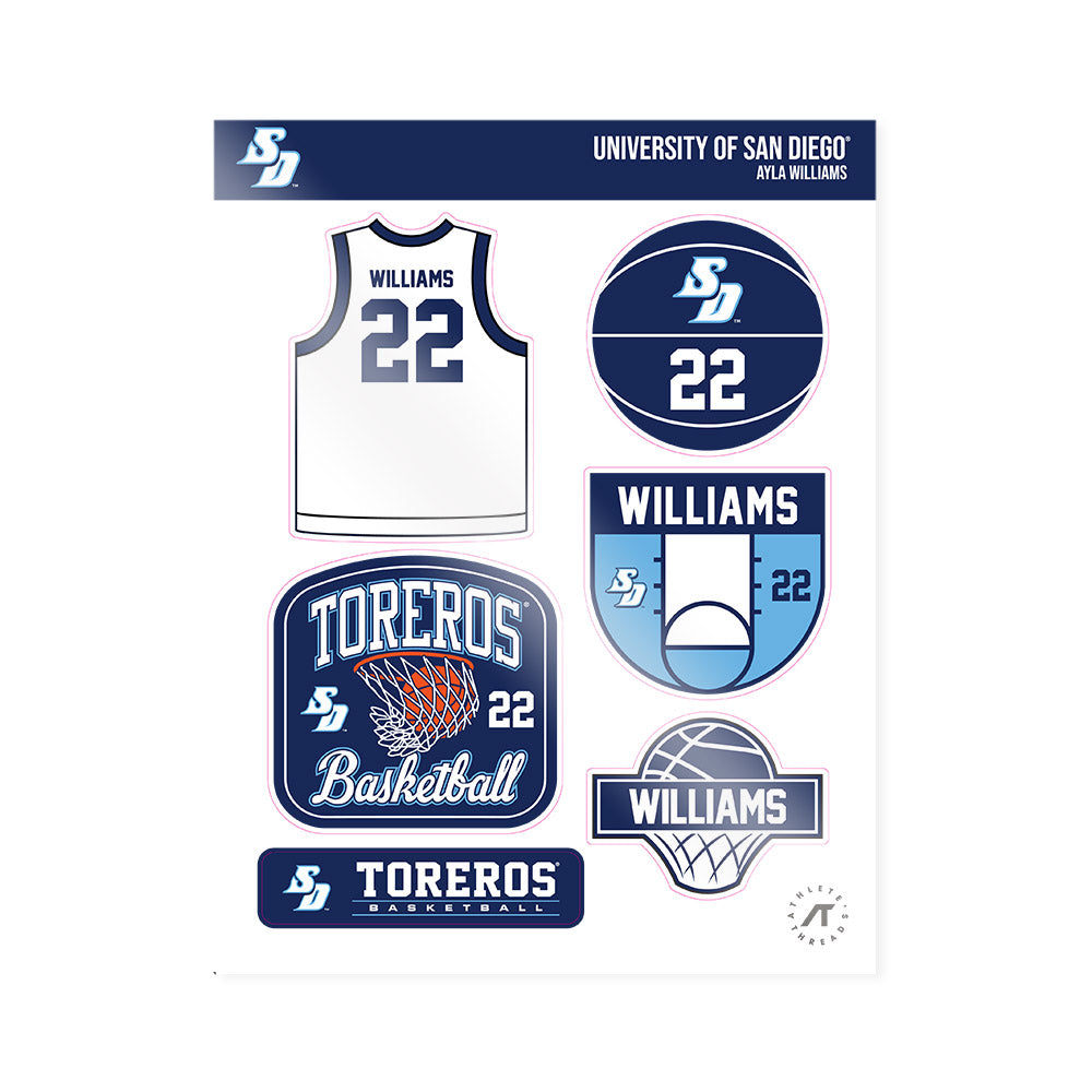 San Diego - NCAA Women's Basketball : Ayla Williams - Sticker Sheet-0
