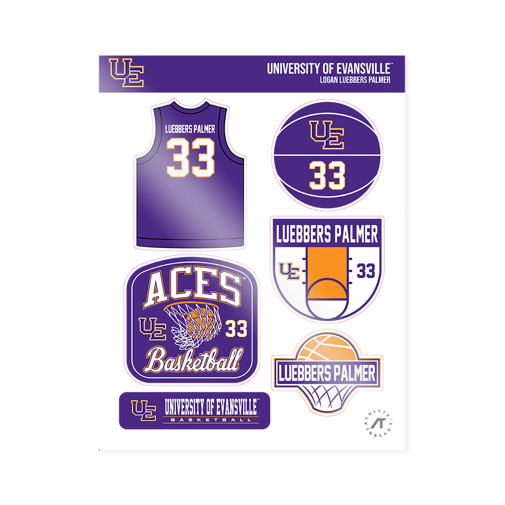 Evansville - NCAA Women's Basketball : Logan Luebbers Palmer - Sticker Sheet-0