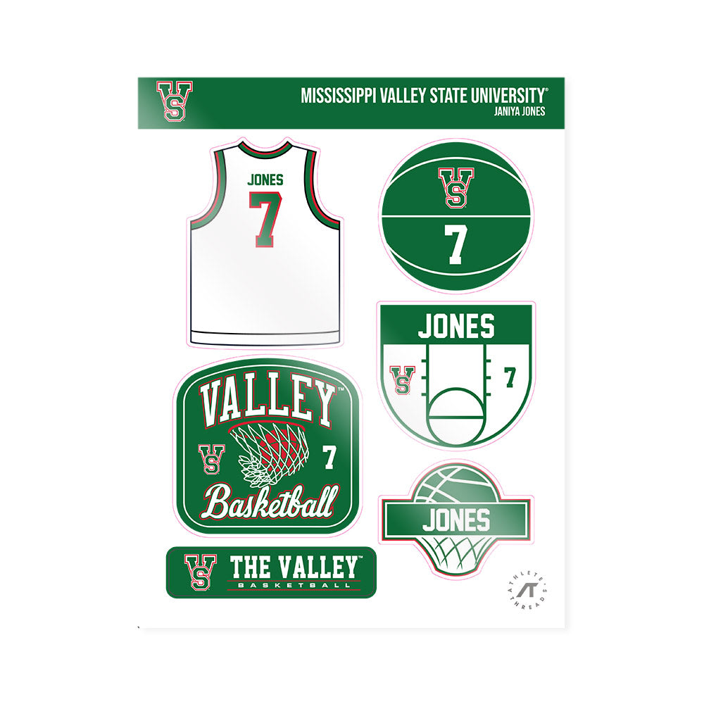 MVSU - NCAA Women's Basketball : Janiya Jones - Sticker Sheet-0