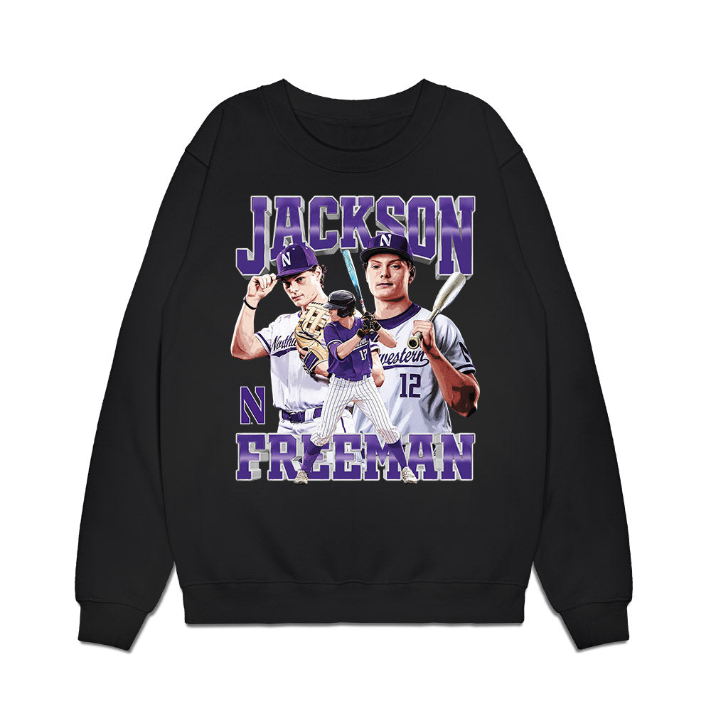 Northwestern - NCAA Baseball : Jackson Freeman - Collage Premium Crewneck Sweatshirt-0