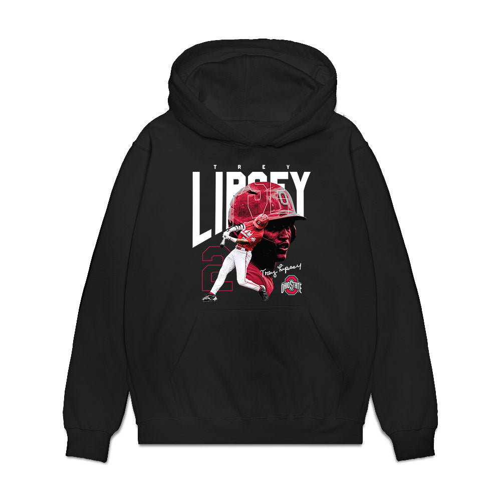 Ohio State - NCAA Baseball : Trey Lipsey - Collage Premium Hooded Sweatshirt-0