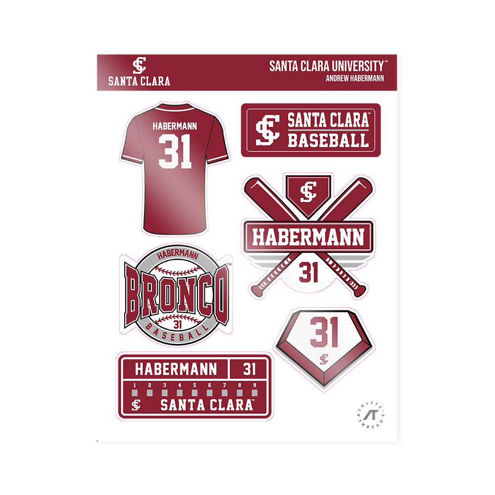 SCU - NCAA Baseball : Andrew Habermann - Sticker Sheet-0