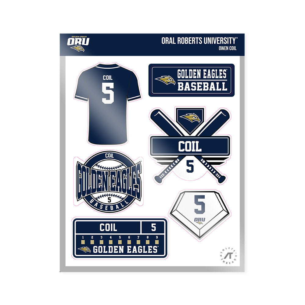 Oral Roberts - NCAA Baseball : Owen Coil - Sticker Sheet-0