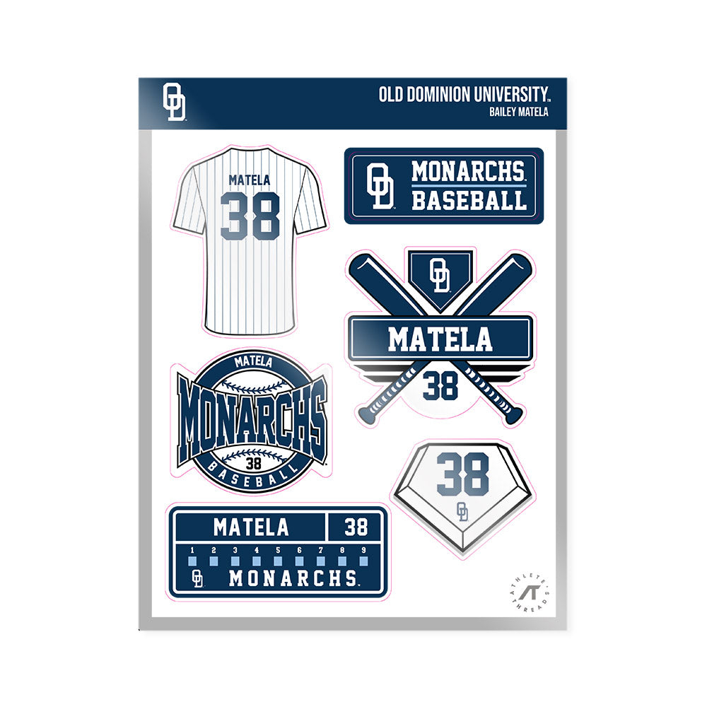Old Dominion - NCAA Baseball : Bailey Matela - Sticker Sheet-0