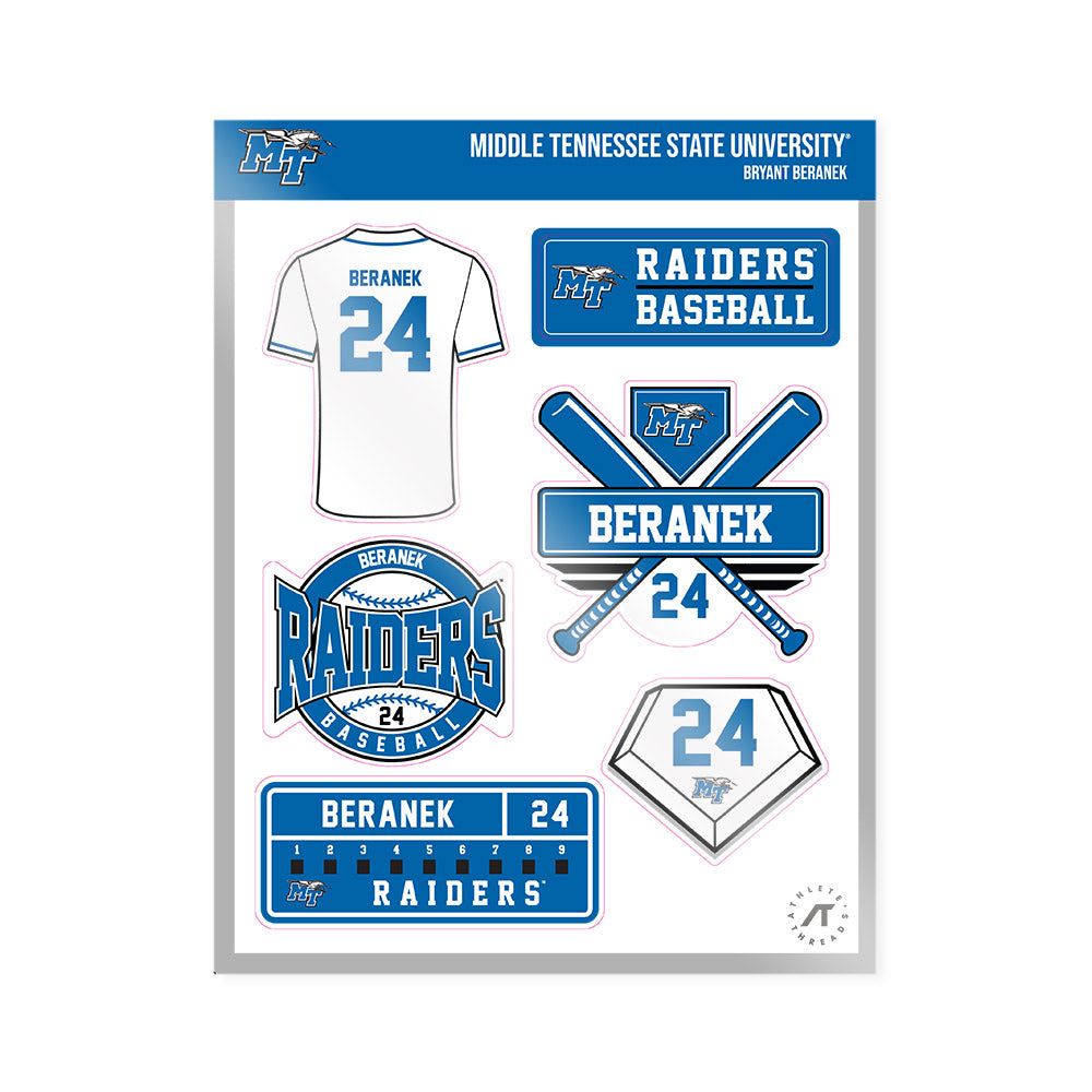 MTSU - NCAA Baseball : Bryant Beranek - Sticker Sheet-0