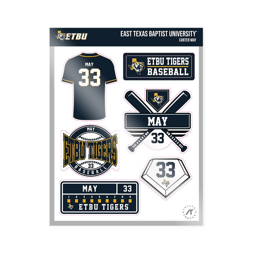 ETBU - NCAA Baseball : Carter May - Sticker Sheet-0