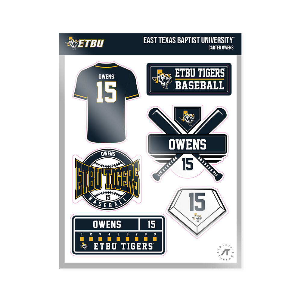 ETBU - NCAA Baseball : Carter Owens - Sticker Sheet-0