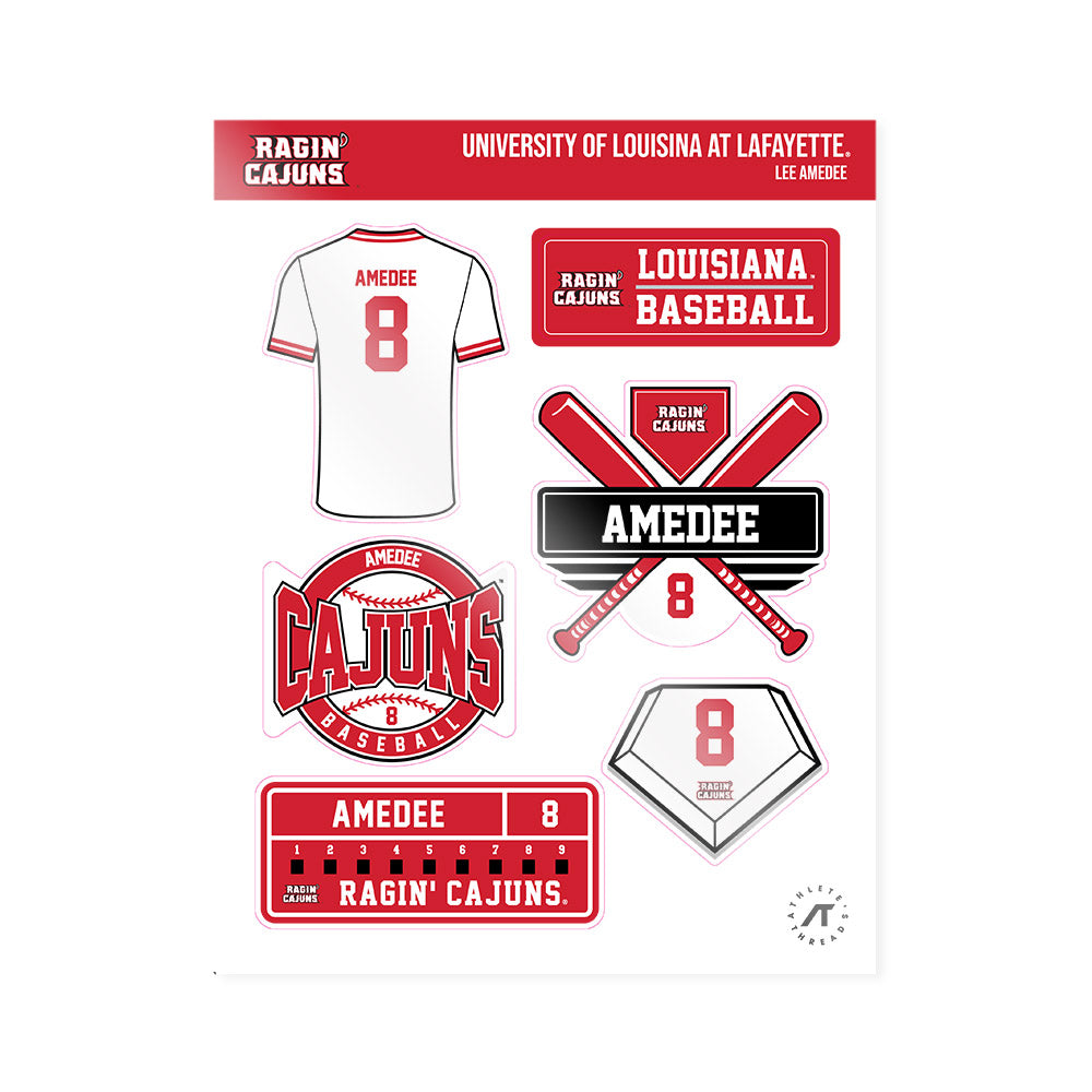 Louisiana - NCAA Baseball : Lee Amedee - Sticker Sheet-0