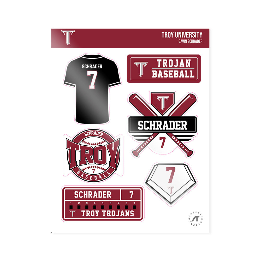 Troy - NCAA Baseball : Gavin Schrader - Sticker Sheet-0