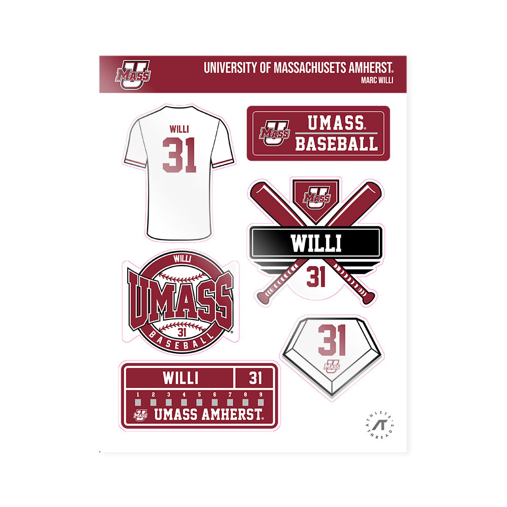 UMass - NCAA Baseball : Marc Willi - Sticker Sheet-0