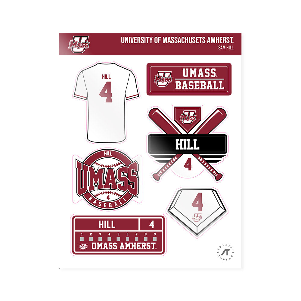 UMass - NCAA Baseball : Sam Hill - Sticker Sheet-0